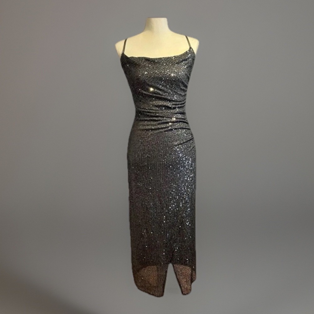 NWOT Laundry by Shelli‎ Segal Dress Silver Sparkly New Years Party Size 6